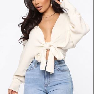 🌟NWOT Fashion Nova Cropped Wrap Sweater